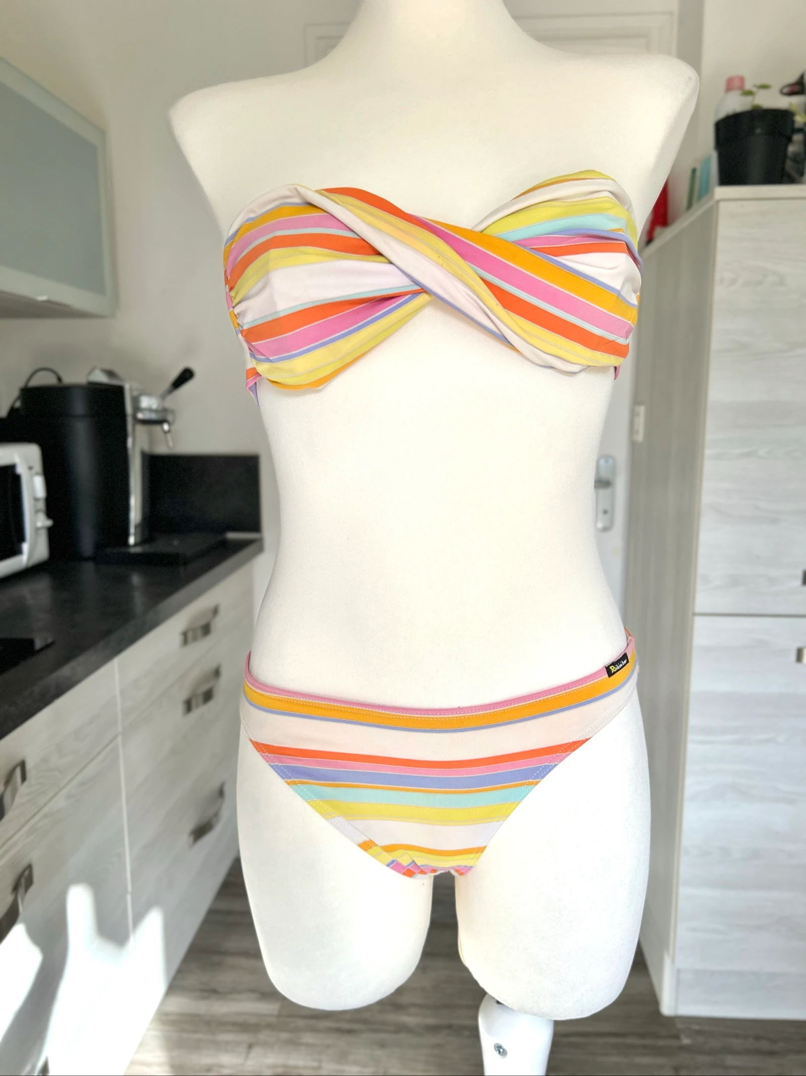 Maillot de bain deux pièces en polyester à rayures mutlicolores Taille 36/S Bikini Bar